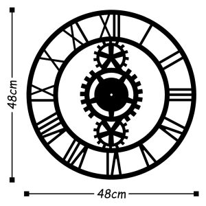 Ceas de perete, Metal Wall Clock 3, Metal, Dimensiune: 48 x 48 cm, Negru - imagine 3