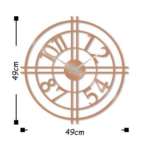 Ceas de perete, Metal Wall Clock 33, Metal, Dimensiune: 49 x 49 cm, Cupru - imagine 3