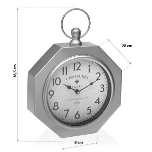Ceas de perete Emerson, Versa, 28 x 38.5 cm, metal, argintiu - imagine 3