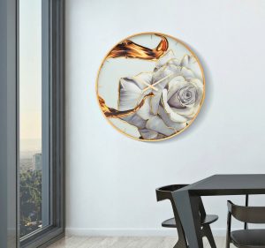 Ceas de perete, Rose, Mauro Ferretti, Ø80 cm, sticla/MDF/metal, multicolor - imagine 5