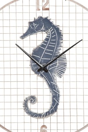Ceas de perete Sea Horse, Mauro Ferretti, Ø 55.5 cm, fier, alb/albastru - imagine 2