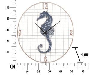 Ceas de perete Sea Horse, Mauro Ferretti, Ø 55.5 cm, fier, alb/albastru - imagine 8
