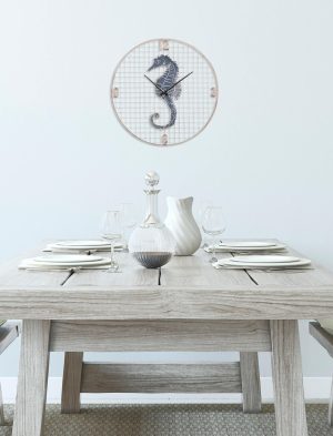 Ceas de perete Sea Horse, Mauro Ferretti, Ø 55.5 cm, fier, alb/albastru - imagine 9