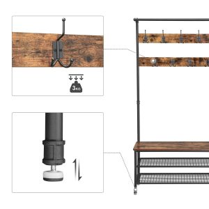 l cuier cu bancheta si pantofar vasagle 100 x 415 x 182 cm fierpal maro rustic 5.jpg