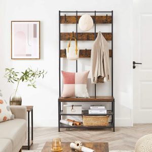 l cuier cu bancheta si pantofar vasagle 84 x 30 x 182 cm palotel maro antic 3.jpg