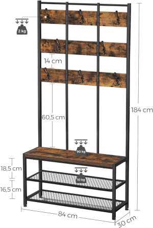 l cuier cu bancheta si pantofar vasagle 84 x 30 x 182 cm palotel maro antic 8.jpg