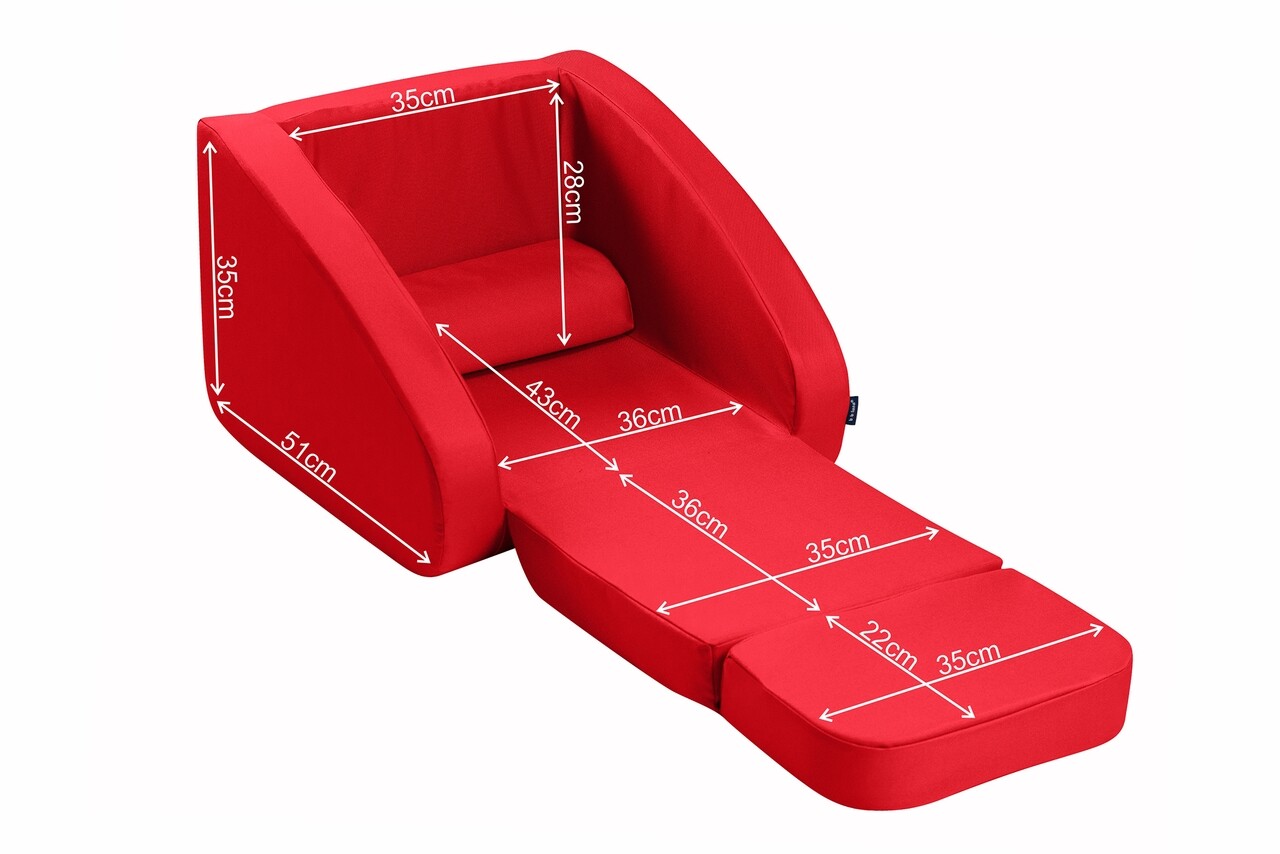 Fotoliu 3in1, copii, Rosu 4 Fotoliu 3in1, copii, Rosu - imagine 4