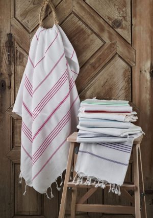 l fouta prosop de plaja dc acasa cizgili bumbac rosu 2.jpg