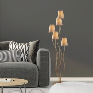 Lampadar, Fulgor, 942FLG1544, Metal, Aur / Bej - imagine 2