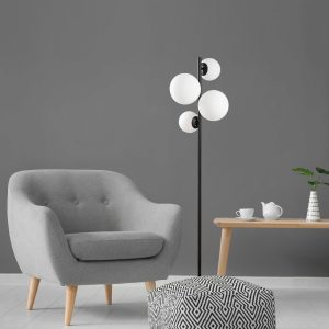 Lampadar, Fulgor, 942FLG1520, Metal, Alb/Negru - imagine 3