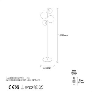 Lampadar, Fulgor, 942FLG1520, Metal, Alb/Negru - imagine 7