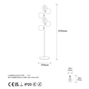 Lampadar, Fulgor, 942FLG1514, Metal, Negru - imagine 5