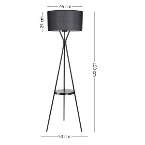 Lampadar, Luin, 534LUN3713, Metal, Negru - imagine 4