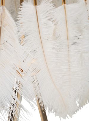 Lampadar Feather, Mauro Ferretti, Ø46 x 147 cm, 1 x E27, 40W, fier/plastic, auriu/alb - imagine 3