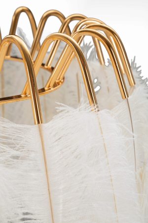 Lampadar Feather, Mauro Ferretti, Ø46 x 147 cm, 1 x E27, 40W, fier/plastic, auriu/alb - imagine 4