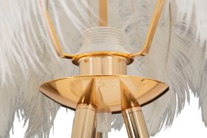 Lampadar Feather, Mauro Ferretti, Ø46 x 147 cm, 1 x E27, 40W, fier/plastic, auriu/alb - imagine 5