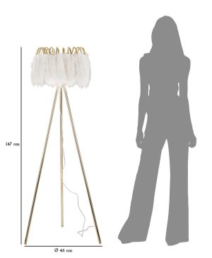 Lampadar Feather, Mauro Ferretti, Ø46 x 147 cm, 1 x E27, 40W, fier/plastic, auriu/alb - imagine 7