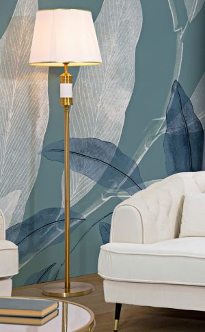 Lampadar Whity, Mauro Ferretti, Ø41 x 160 cm, 1 x E27, 40W, fier/textil, auriu/alb - imagine 6