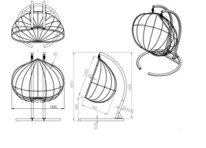 Leagan de gradina/terasa Hanedan, Kalune Design, 150x124x189 cm, antracit/negru - imagine 7