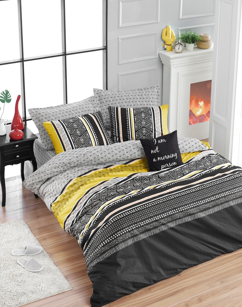 Lenjerie de pat dubla King Quilt (EU) Formas - Yellow, Mijolnir, 3 piese, 240x220 cm, bumbac ranforce, multicolor 1 l lenjerie de pat dubla king quilt eu formas yellow mijolnir 3 piese 240x220 cm bumbac ranforce multicolor.jpg