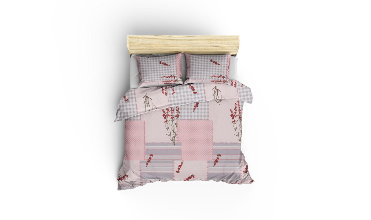Lenjerie de pat dubla King Quilt(FR) Burçak - Powder, Victoria, 3 piese, 240x220 cm, bumbac ranforce, roz 2 l lenjerie de pat dubla king quiltfr burak powder victoria 3 piese 240x220 cm bumbac ranforce roz 1.jpg