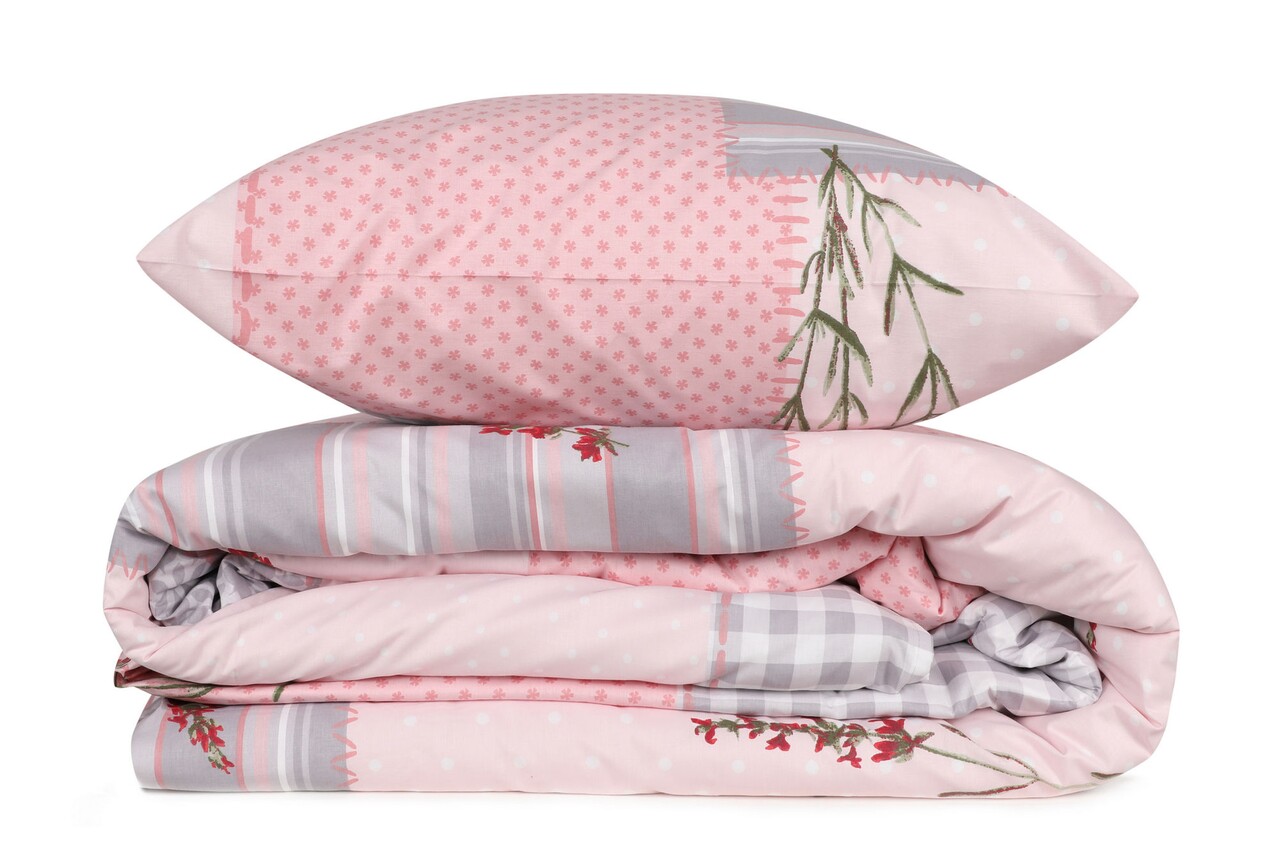 Lenjerie de pat dubla King Quilt(FR) Burçak - Powder, Victoria, 3 piese, 240x220 cm, bumbac ranforce, roz 3 l lenjerie de pat dubla king quiltfr burak powder victoria 3 piese 240x220 cm bumbac ranforce roz 2.jpg