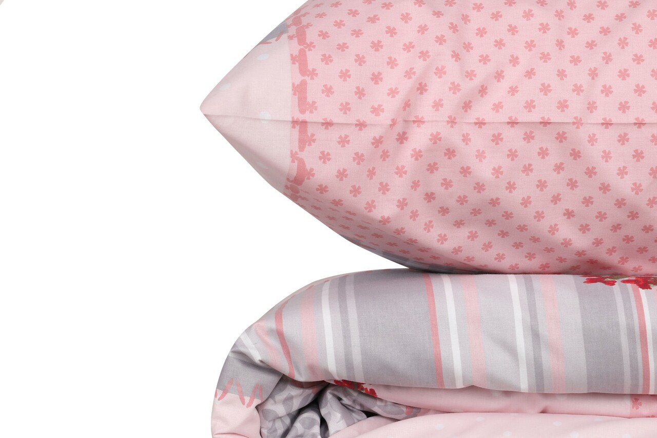 Lenjerie de pat dubla King Quilt(FR) Burçak - Powder, Victoria, 3 piese, 240x220 cm, bumbac ranforce, roz 4 l lenjerie de pat dubla king quiltfr burak powder victoria 3 piese 240x220 cm bumbac ranforce roz 3.jpg