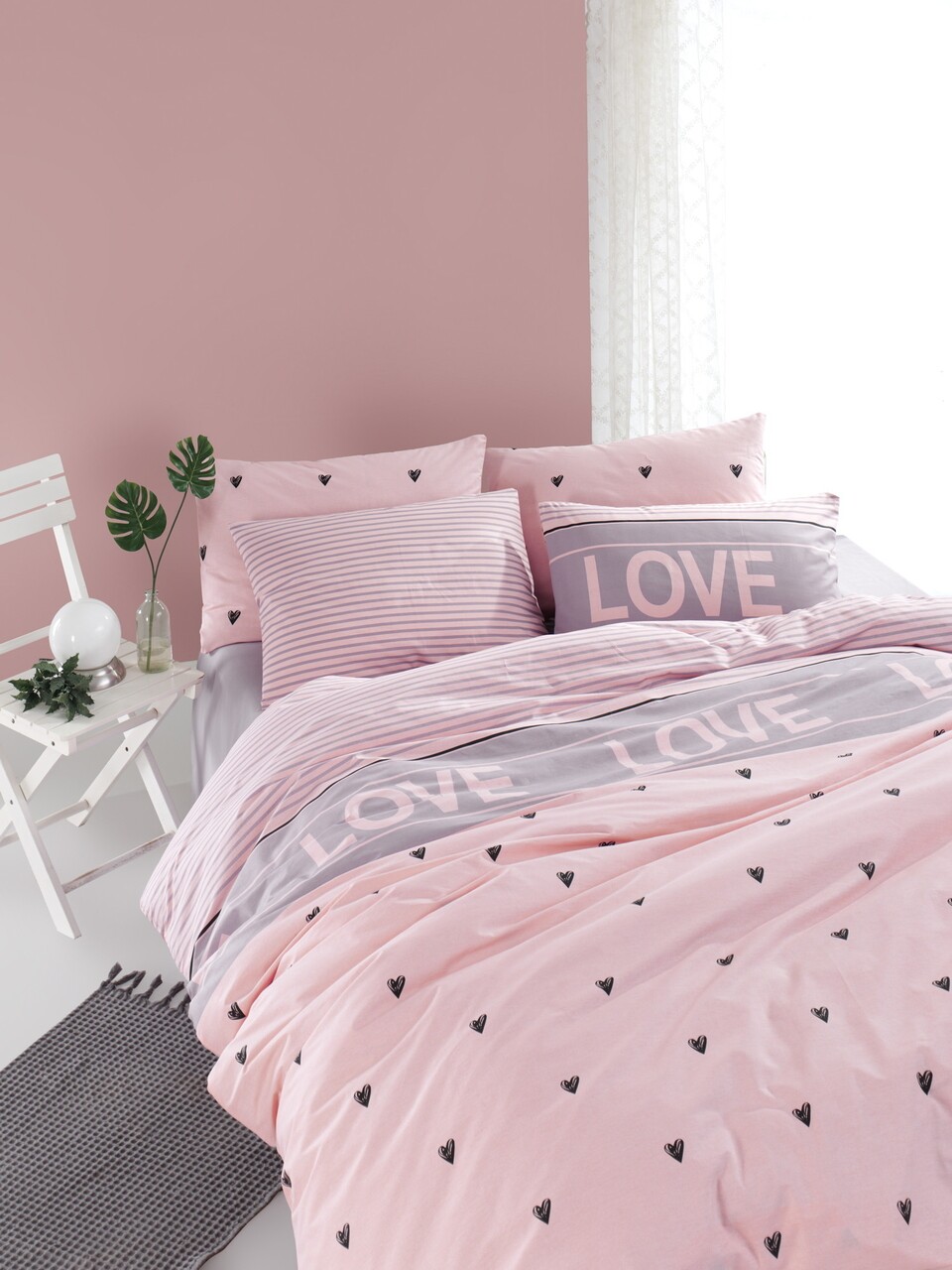 Lenjerie de pat dubla king size, Mijolnir, Romona 183MJR68254, 3 piese, bumbac ranforce, multicolor 1 l lenjerie de pat dubla king size mijolnir romona 183mjr68254 3 piese bumbac ranforce multicolor.jpg