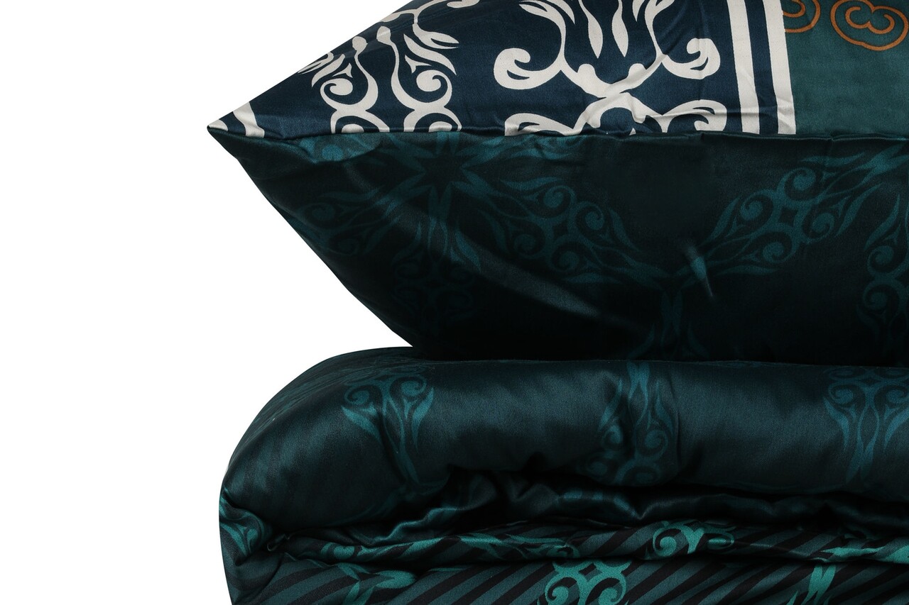 Lenjerie de pat dubla, Victoria, Alisa 121VCQ73242, 3 piese, bumbac satinat, multicolor 2 l lenjerie de pat dubla victoria alisa 121vcq73242 3 piese bumbac satinat multicolor 1.jpg