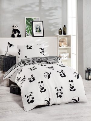 l lenjerie de pat pentru o persoana 2 piese 140x200 cm amestec bumbac enlora home panda negru.jpg