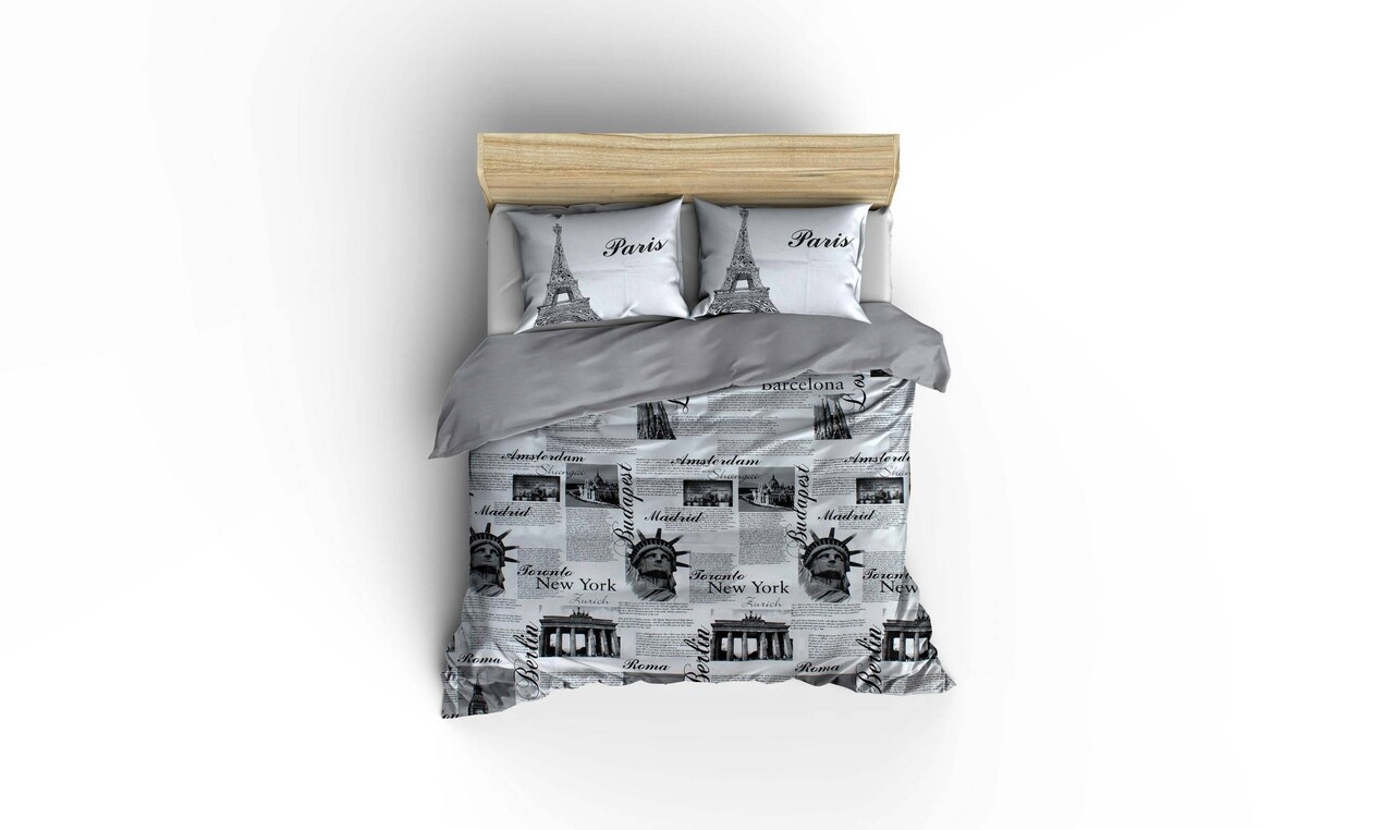 Lenjerie de pat pentru o persoana, Victoria, City 121VCT12289, 2 piese, bumbac ranforce, multicolor 3 l lenjerie de pat pentru o persoana victoria city 121vct12289 2 piese bumbac ranforce multicolor 2.jpg