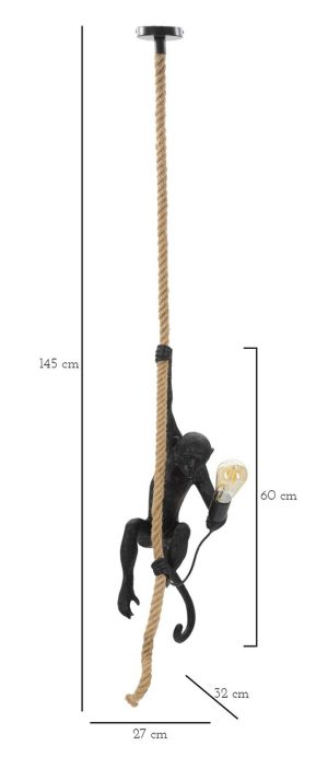 Lustra Monkey, Mauro Ferretti, Ø27 x 60 cm, 1 x E27, 20W, polirasina, negru - imagine 7