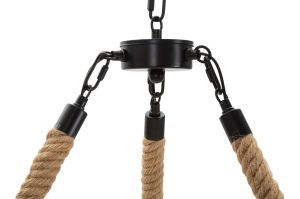 Lustra Rope Circle, Mauro Ferretti, Ø64 x 90 cm, 6 x E27, 20W, fier/sfoara, maro/negru - imagine 5
