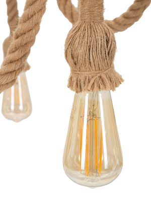 Lustra Rope Circle, Mauro Ferretti, Ø64 x 90 cm, 6 x E27, 20W, fier/sfoara, maro/negru - imagine 6