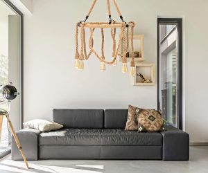 Lustra Rope Circle, Mauro Ferretti, Ø64 x 90 cm, 6 x E27, 20W, fier/sfoara, maro/negru - imagine 8