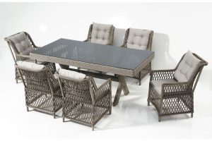 Set masa si scaune de gradina 7 piese, Divona, Calista , Gri - imagine 2