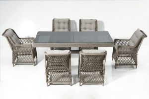 Set masa si scaune de gradina 7 piese, Divona, Calista , Gri - imagine 3