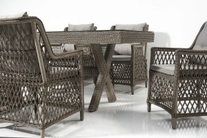 Set masa si scaune de gradina 7 piese, Divona, Calista , Gri - imagine 4