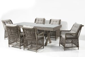 Set masa si scaune de gradina 7 piese, Divona, Calista , Gri - imagine 5