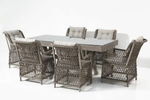 Set masa si scaune de gradina 7 piese, Divona, Calista , Gri - imagine 6