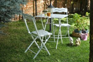 Set mobilier de gradina 3 piese, Valovi, Bistro Set 1, MDF , Alb - imagine 2