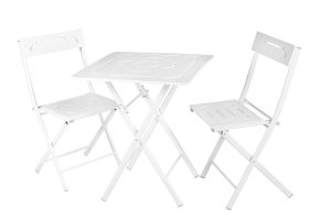 Set mobilier de gradina 3 piese, Valovi, Bistro Set 2, MDF , Alb - imagine 5