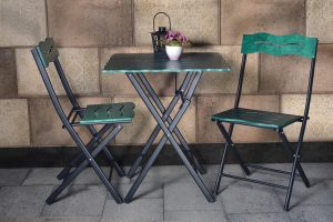 Set mobilier de gradina 3 piese, Valovi, Bistro Set 6, MDF , Verde/Negru - imagine 3