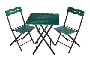 Set mobilier de gradina 3 piese, Valovi, Bistro Set 6, MDF , Verde/Negru - imagine 4