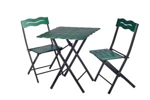 Set mobilier de gradina 3 piese, Valovi, Bistro Set 6, MDF , Verde/Negru - imagine 5