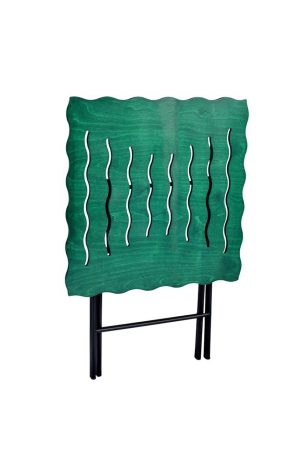 Set mobilier de gradina 3 piese, Valovi, Bistro Set 6, MDF , Verde/Negru - imagine 6