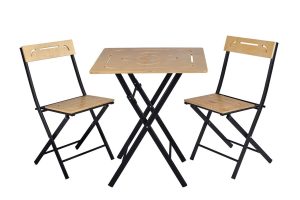 Set mobilier de gradina 3 piese, Valovi, Bistro Set 8, MDF , Maro / Negru - imagine 6