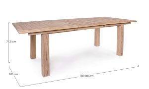 Masa extensibila pentru gradina/terasa Maryland, Bizzotto, 180/240 x 100 x 77.5 cm, lemn de tec/otel - imagine 7
