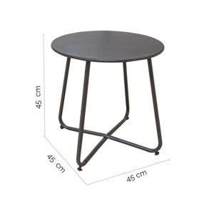 Masuta de cafea pentru gradina Luna, Ø 45 x 45 cm, otel, grafit - imagine 3