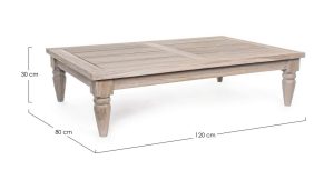 Masuta de cafea pentru gradina/terasa Bali, Bizzotto, 120 x 80 x 30 cm, lemn de tec certificat Fsc, natural - imagine 4